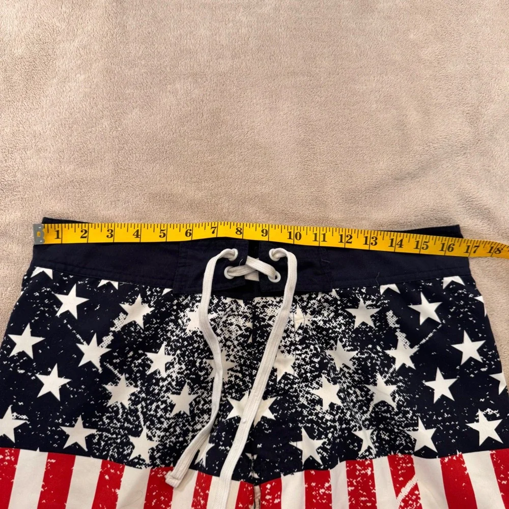 Calhoun American Flag Board Shorts‎ Patriotic Stars Stripes Beach Summer Surf M